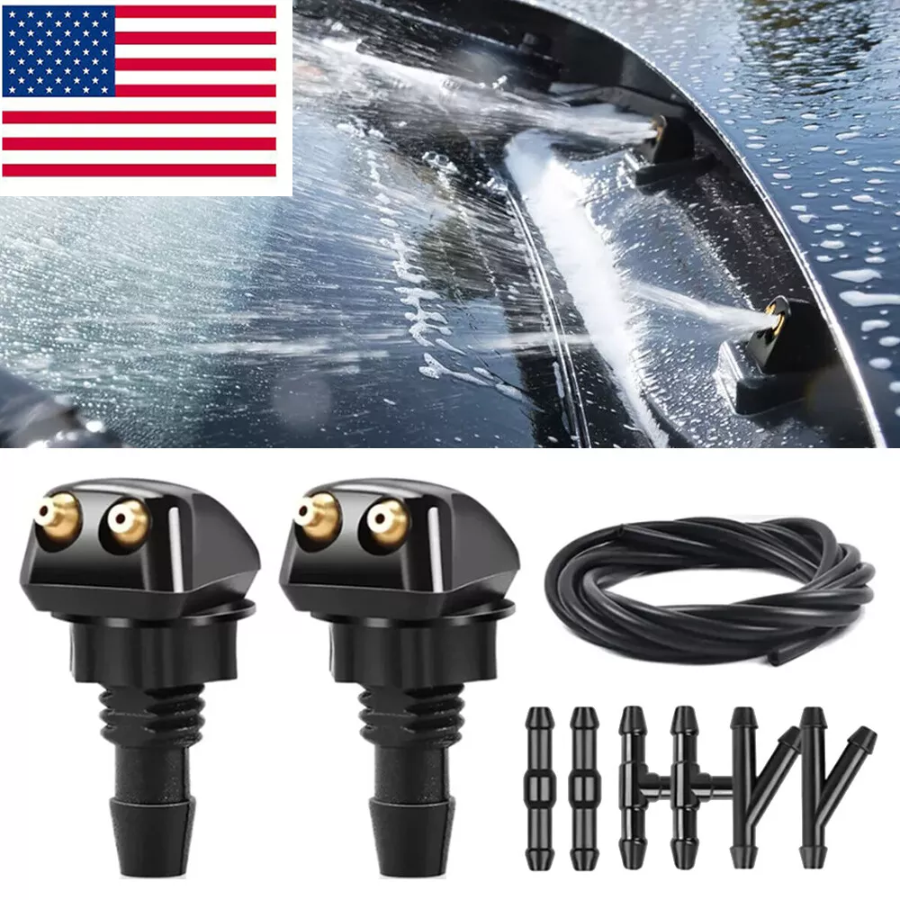 2PCS Universal Car Windscreen Front Window Washer Wiper Sprayer Nozzle Spray Jet