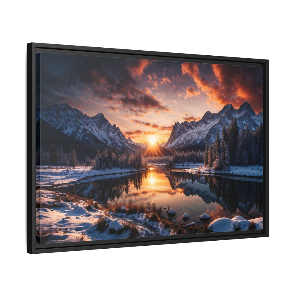 Rugged Sunset Landscape Wood Framed Canvas Art for Home Decor  
