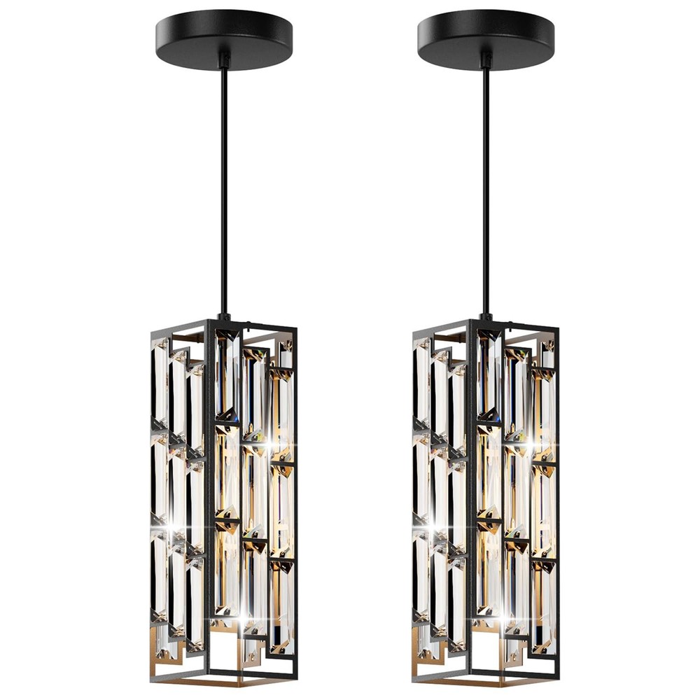 Modern Black Crystal Mini Pendant Light Fixture for Ceiling
