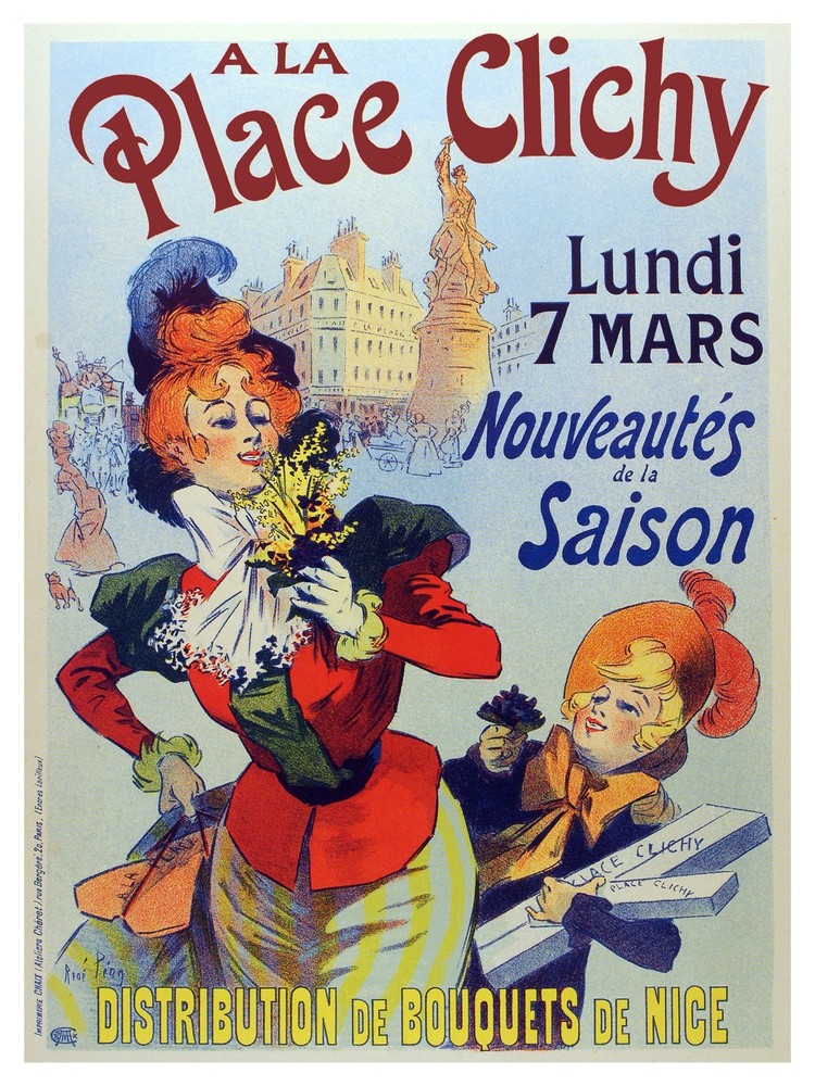 A la place Clichy Bouquets de nice Decor Poster.Graphic Art Interior design 3249