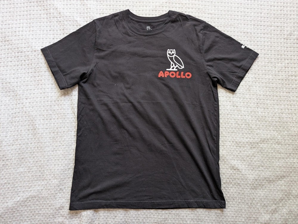 Drake Apollo Shirt Mens Large Black Live From Apollo OVO Owl Crewneck Tee 2023