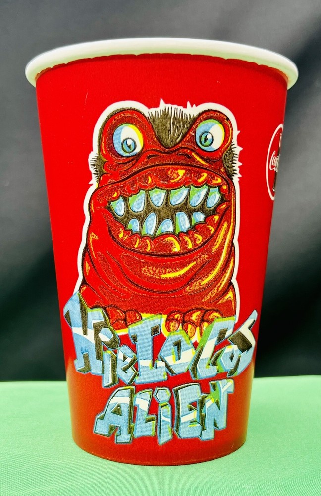 Rare Crazy Bones Hielocos Coca-Cola Alien 8–10oz Promotional Paper Cup (1990s)