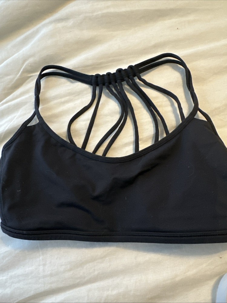 Lululemon Lighten Up Sports Bra Black Strappy Back Small No Pads