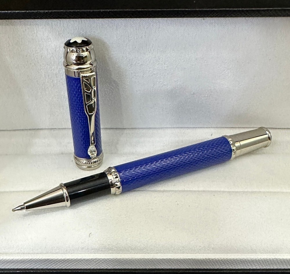 Deluxe Writers Series Blue Color - Silver Clip 0.7mm Rollerball Pen No Box