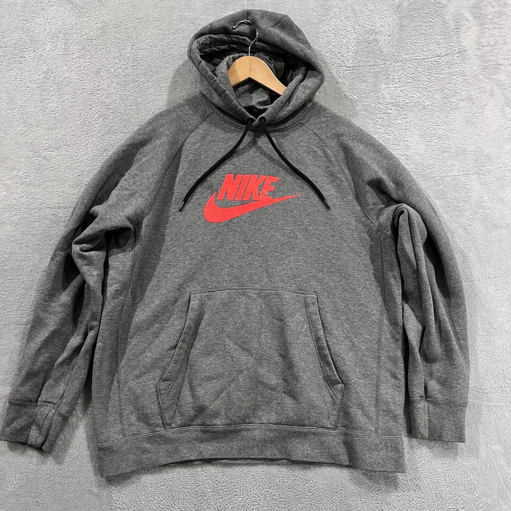 Nike Sportswear Hoodie Mens Large Gray Sweatshirt Pullover Center Swoosh Outdoor