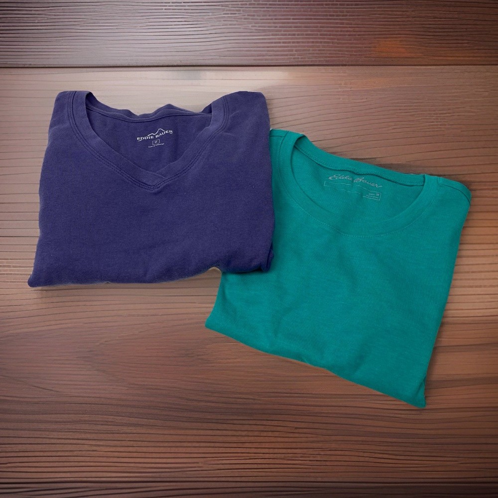 Lot Of 2 Eddie Bauer Womans M Medium T Shirt Bundle Pack