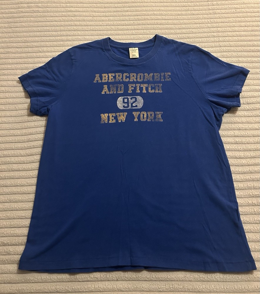 Abercrombie & Fitch Mens Blue T Shirt, Size XXL, Single Stitch, Y2K
