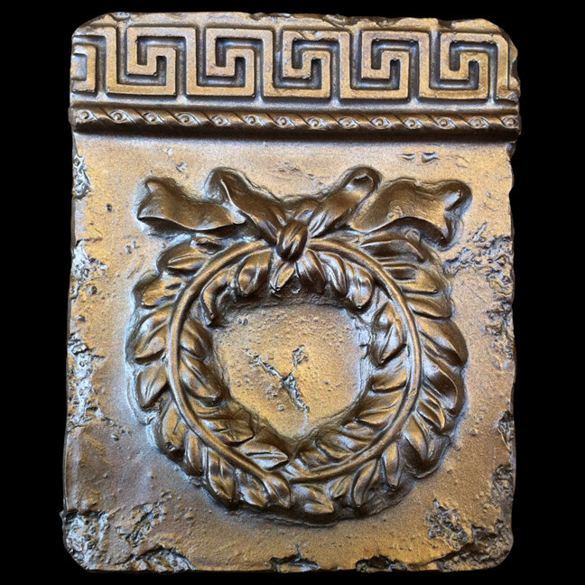 Roman wreath and Greek key symbol design sculpture plaque replica reproduction