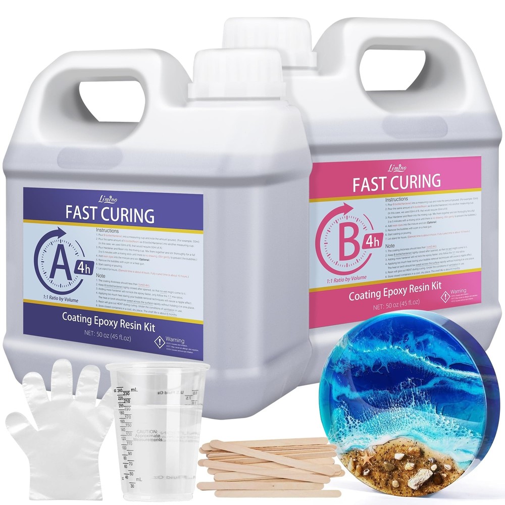 Fast Curing Epoxy Resin, 4 Hours Demold - 100 OZ Upgrade Cystal Clear Bubbles...