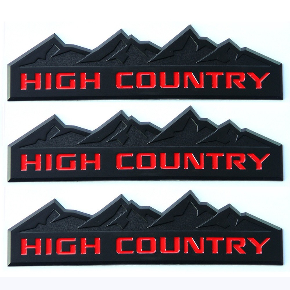 3x OEM HIGH COUNTRY Emblem Badge door tailgate fits Silverado Black Red