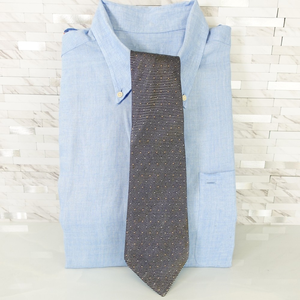 Josef Neck Tie Mens Blue White Striped Horizontal Silk Casual Business Formal