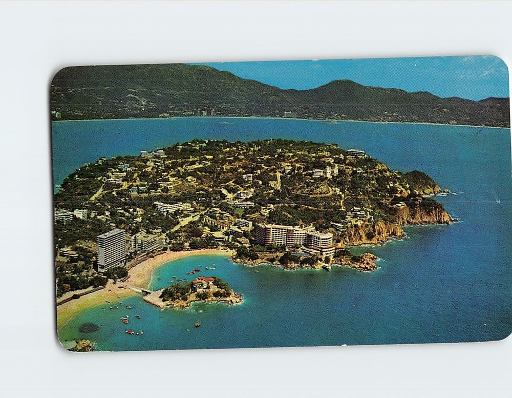 Postcard Air View of Caleta and Caletilla Beach Acapulco Mexico