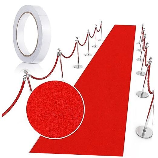 120 Gsm Thickness Carpet Runner Runway Rug with Carpet Tape 3.9 x 60 ft Red