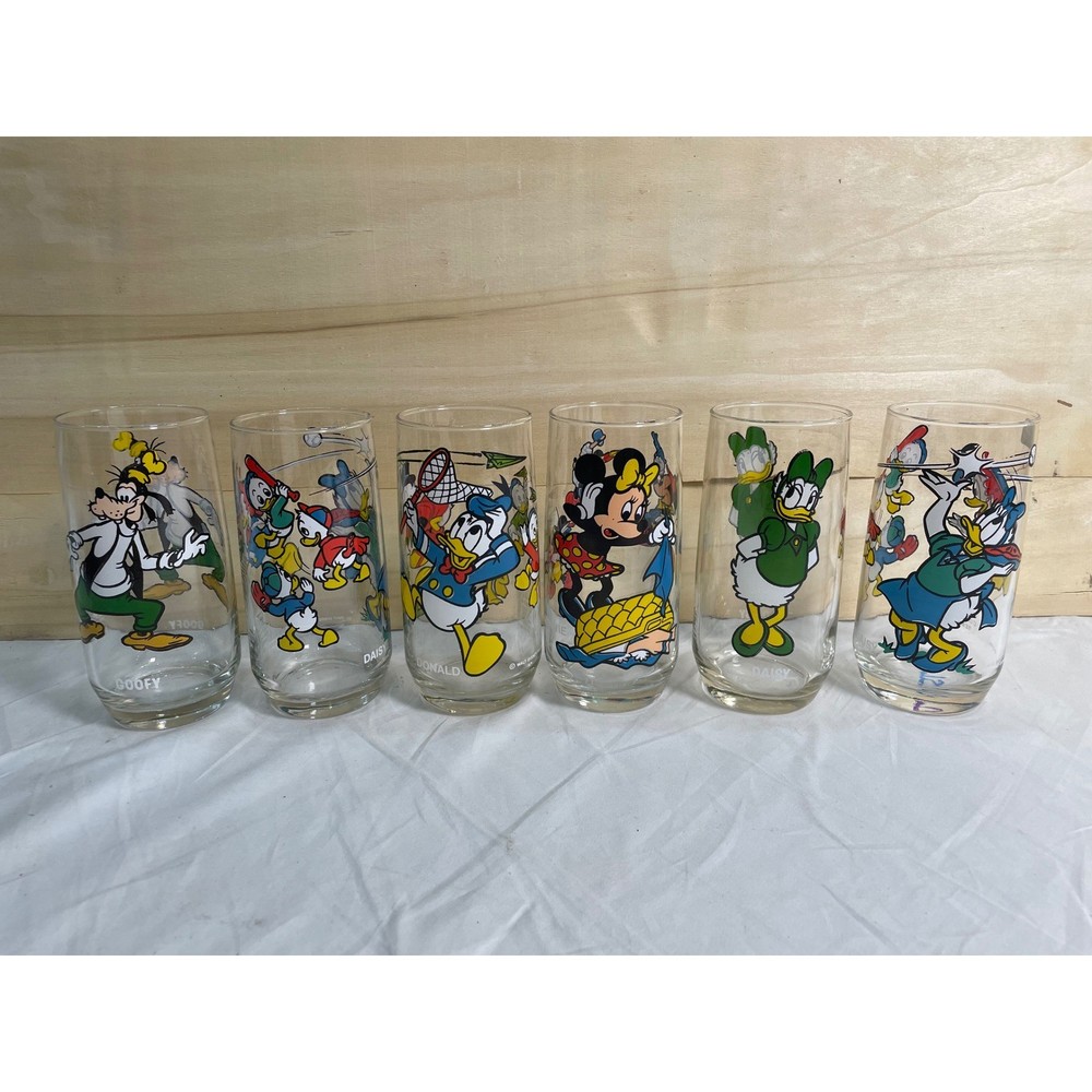 Vintage Pepsi Walt Disney Collector Series Glasses Set of 6 Mickey Donald Goofy