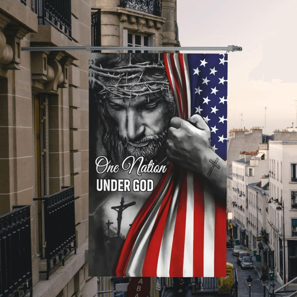 Christian American Flag 3x5 ft with Jesus - One Nation Under God, Double Side...
