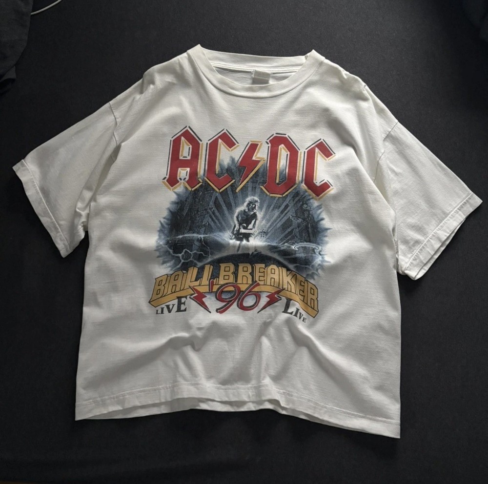 Vintage AC/DC Ball Breaker Shirt Mens Large/XL White World Tour 96’Band Tee 1996
