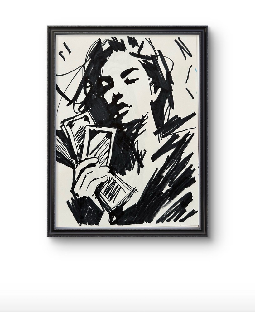 Original Abstract Woman Money Painting 9x12 paper Modern Wall Art Home Decor New
