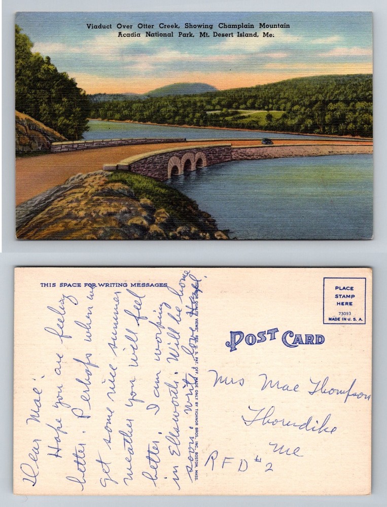 Bar Harbor, ME-Maine, Otter Creek Viaduct Champlain Mountain Vintage Postcard