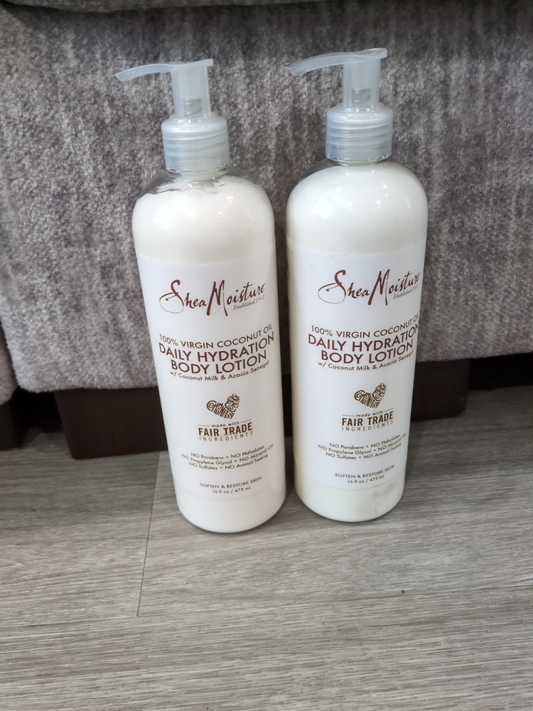 2 Pack Shea Moisture 100% Virgin Coconut Oil Daily Hydration Body Lotion 16 oz