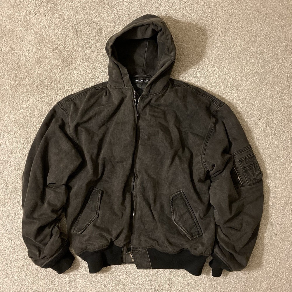 Balenciaga Denim Puffed Bomber Jacket