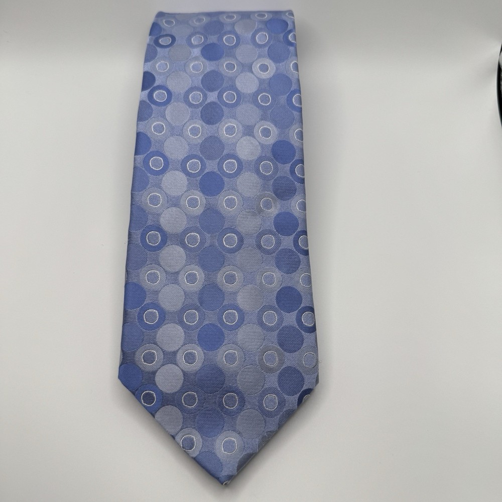 Perry Ellis Portfolio Blue / Gray / White Polka Dot Silk Men’s Tie 3.75”x59”