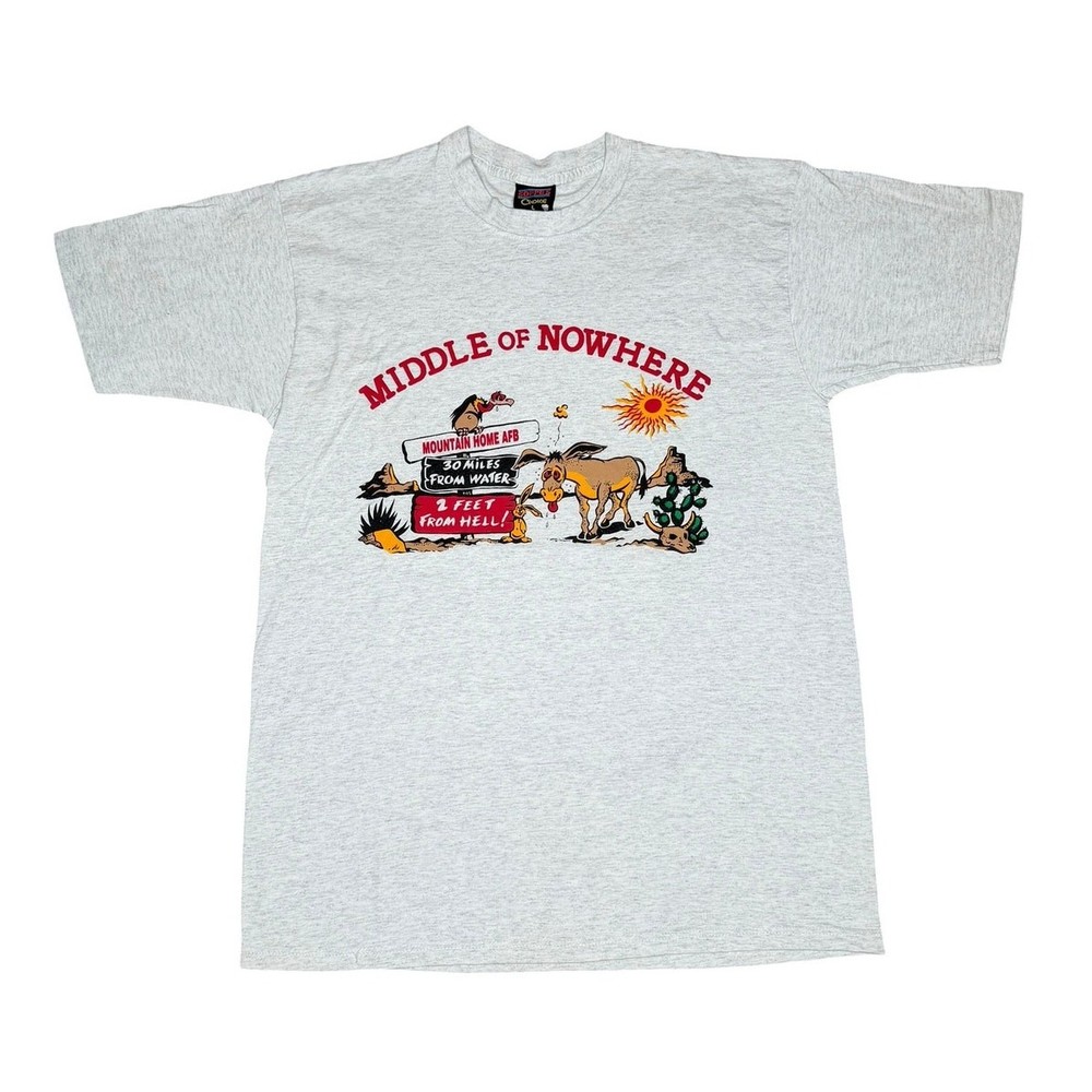 Vintage 90s Soffe Middle of Nowhere Hell T-Shirt Size L