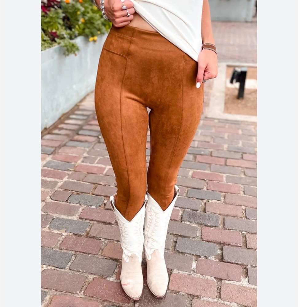 Spanx Faux Suede Leggings Caramel NWT Blogger Favorite Size Small