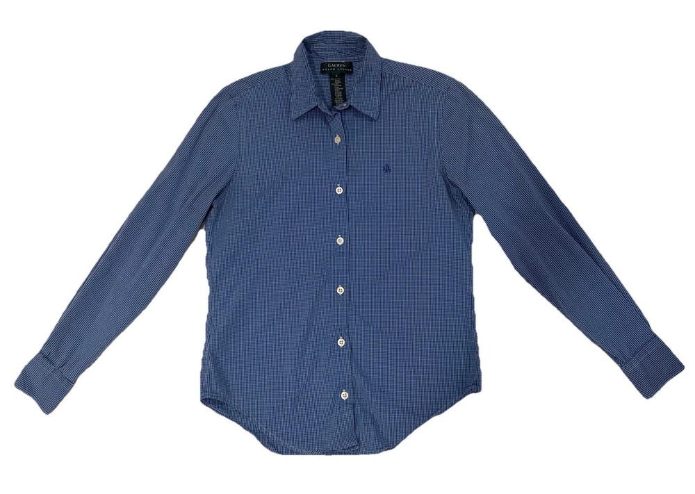 Lauren Ralph Lauren Women’s Blue White Check Button-Up Shirt Size 6