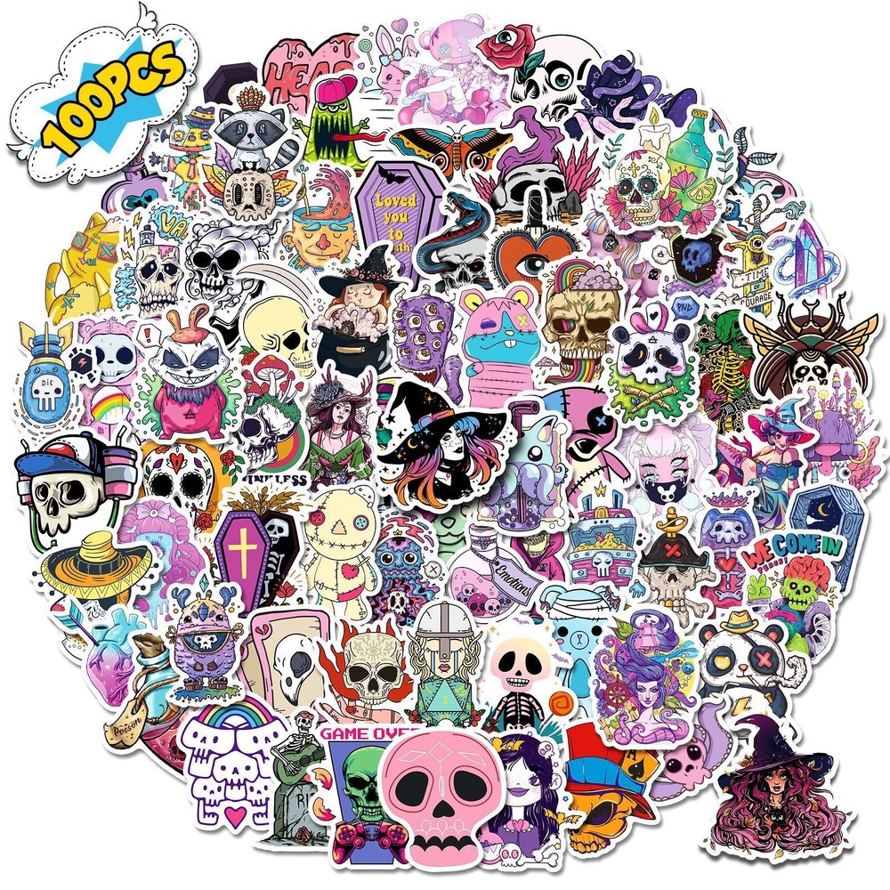 100pcs Sticker Craft DIY Decoration Scrapbook Skateboard—New Gothic