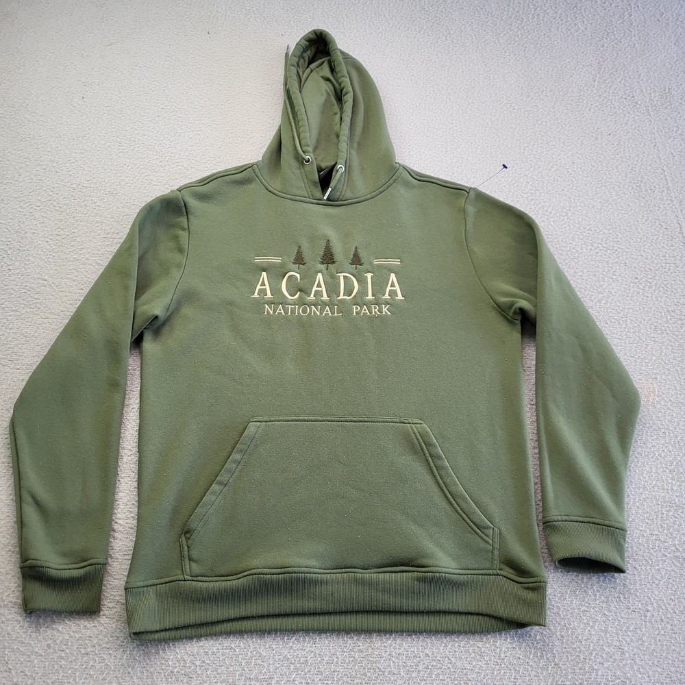 Acadia National Park Hoodie Mens Medium Olive Green Embroidery-image