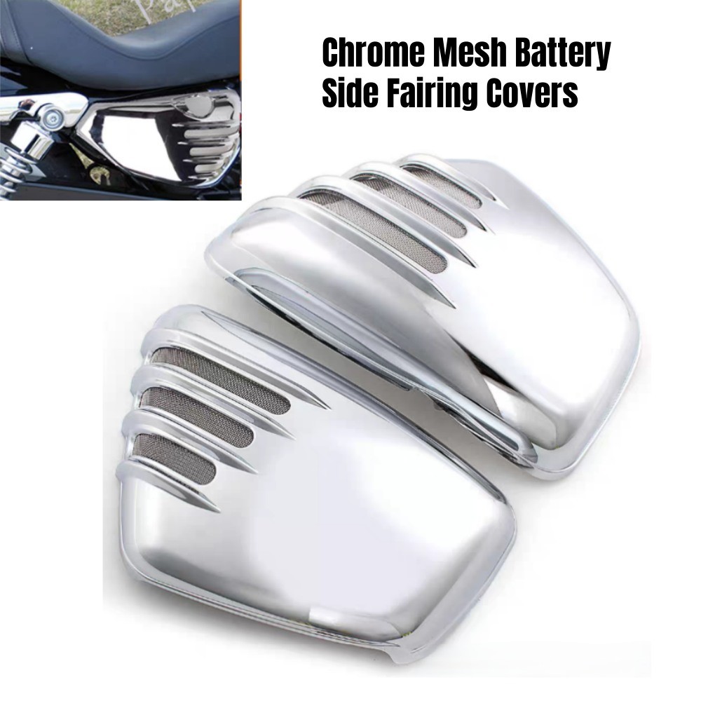 Chrome Side Battery Fairing Cover L&R for Yamaha 700/750/1000/1100 Virago 84-Up