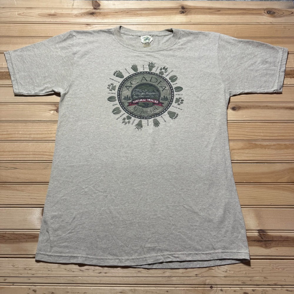 Vintage Acadia National Park Natural Tracks Wildlife Nature Hike Shirt Large-image