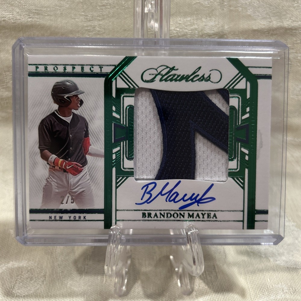 2024 Panini Flawless Brandon Mayea Emerald Prospect ON-CARD Auto “N” Patch /5