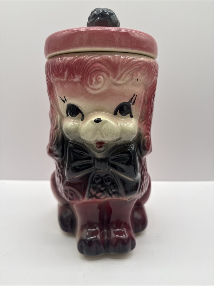 Vintage American Bisque USA Pink Poodle Cookie Jar