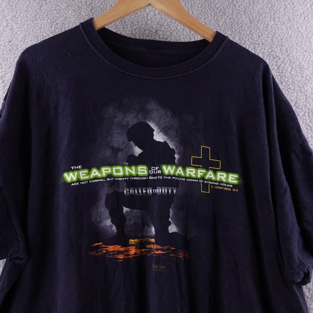 Vintage Call of Duty Weapons of Warfare Religious Graphic T Shirt Mens L 2010