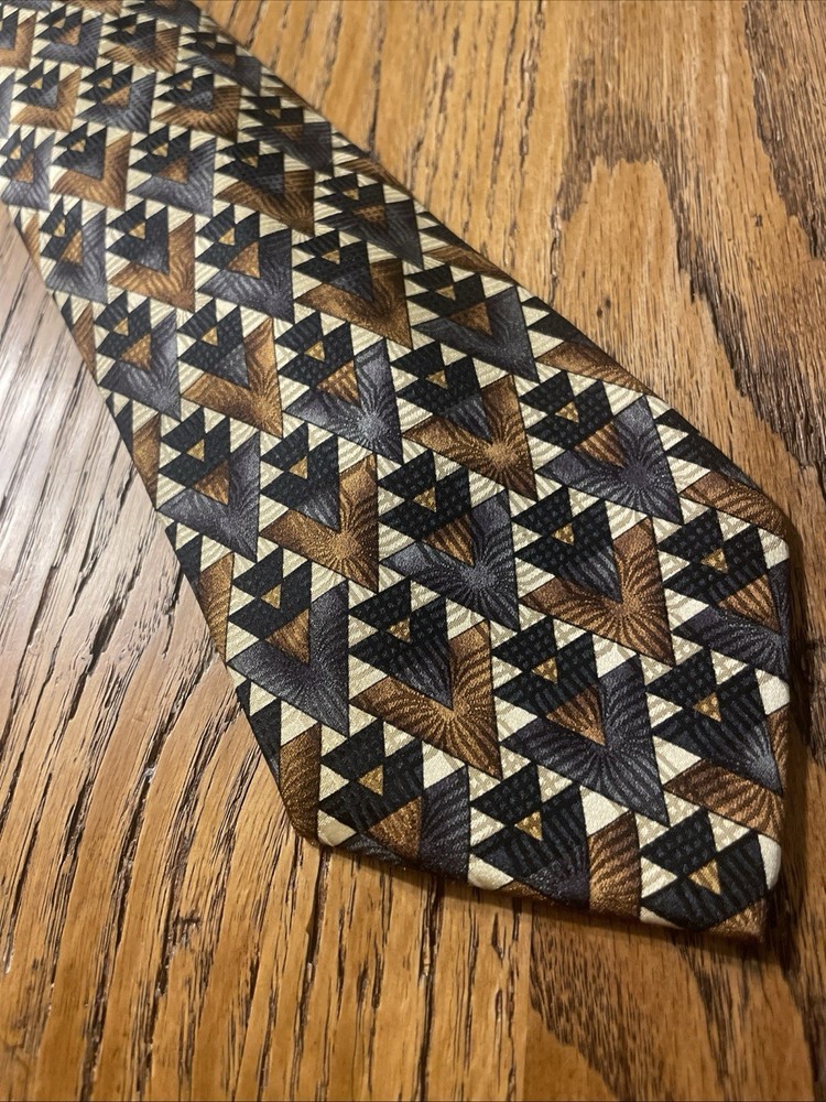 Vintage EUC Z Inc. Zinc Geometric Southwestern Silk Tie Hand Made Necktie