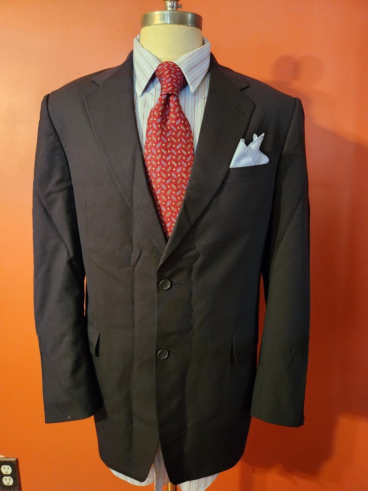 Hart Schaffner Marx 42R Navy Blue Sport Coat *100%Wool *Good Condition! *USA
