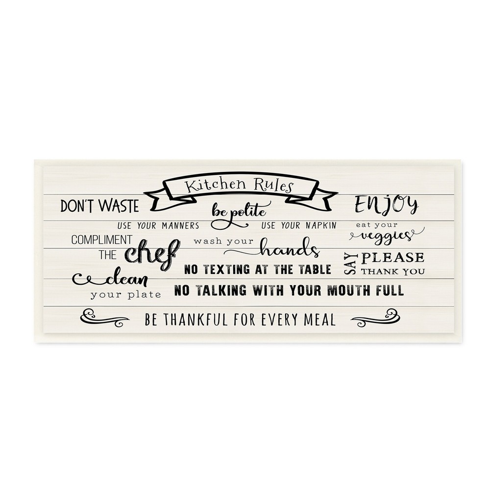 Stupell Kitchen Rules List Motivational Brown Decor 17x7 for Family Happiness