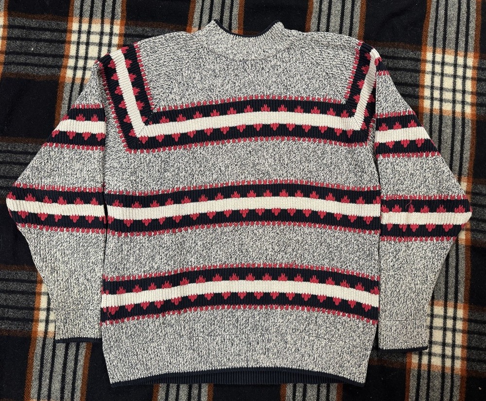 Vintage Liz Claiborne Crewneck Knit Sweater Geometric Multicolor Mens Large