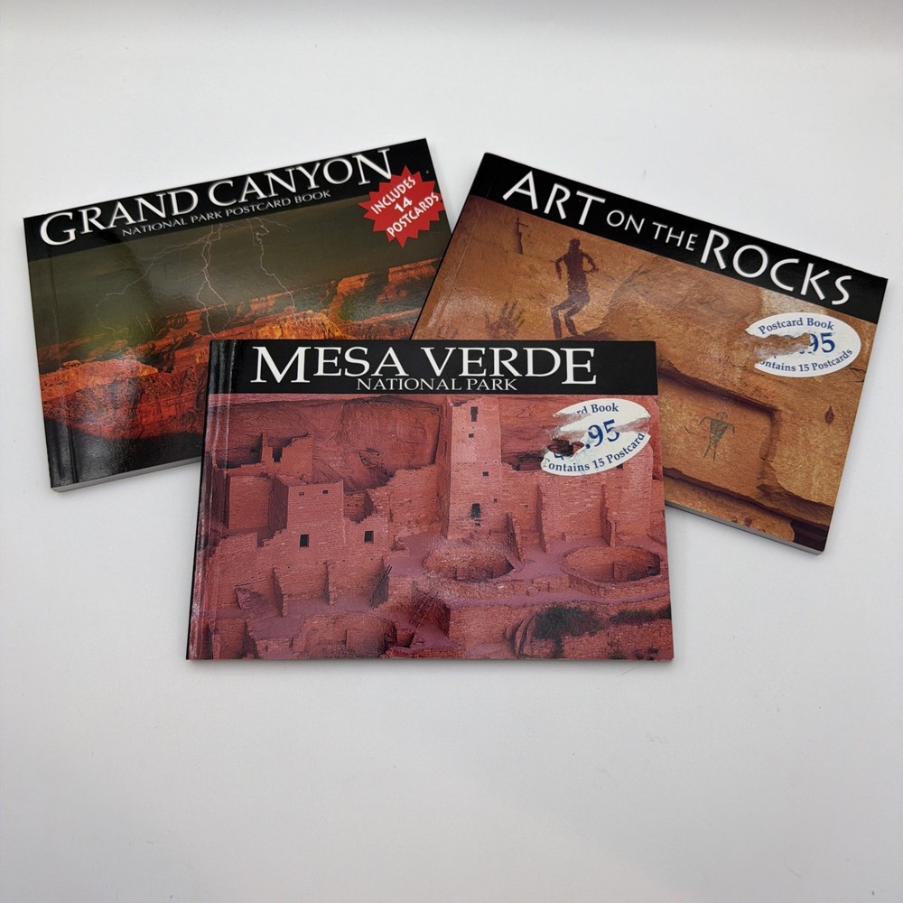 Lot of 3 Postcard Books Mesa Verde, Art on the Rocks, Grand Canyon 44 total NEW