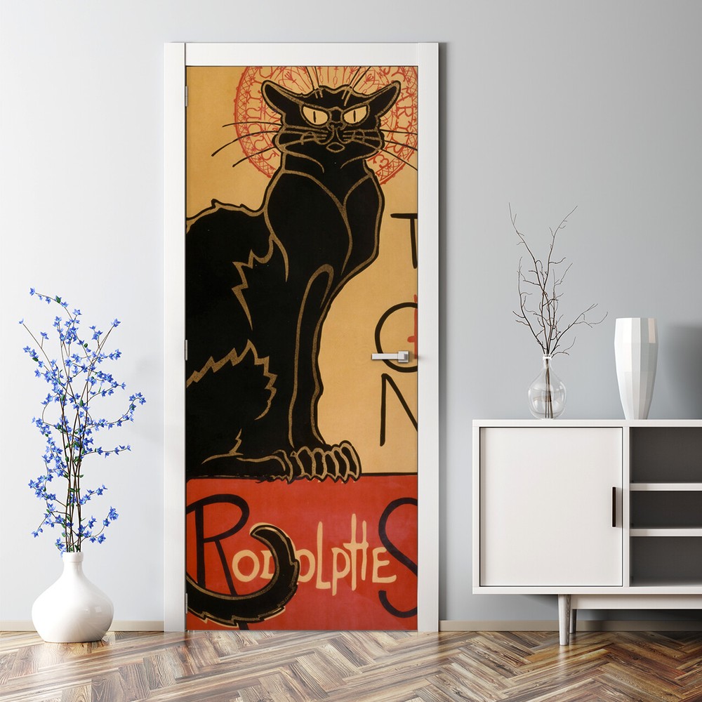 Chat Noir Bubble Free Art wall decor Vintage Decal Peel and Stick Door Wrap
