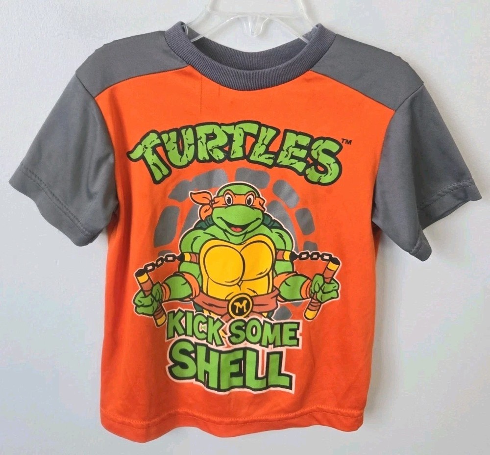 TMNT Teenage Mutant Ninja Turtles Shirt Boys 3T Michelangelo Orange Graphic Tee