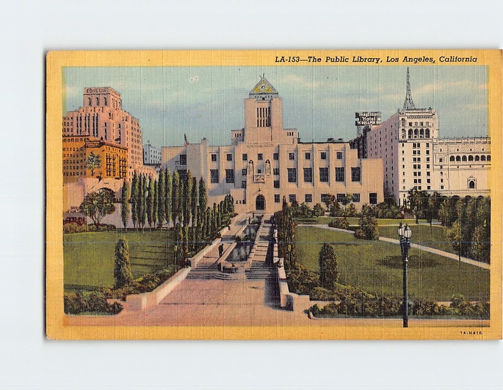 Postcard The Public Library Los Angeles California USA