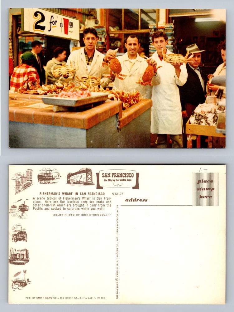 San Francisco, CA-California, Fisherman’s Wharf Crab Market Vintage Postcard