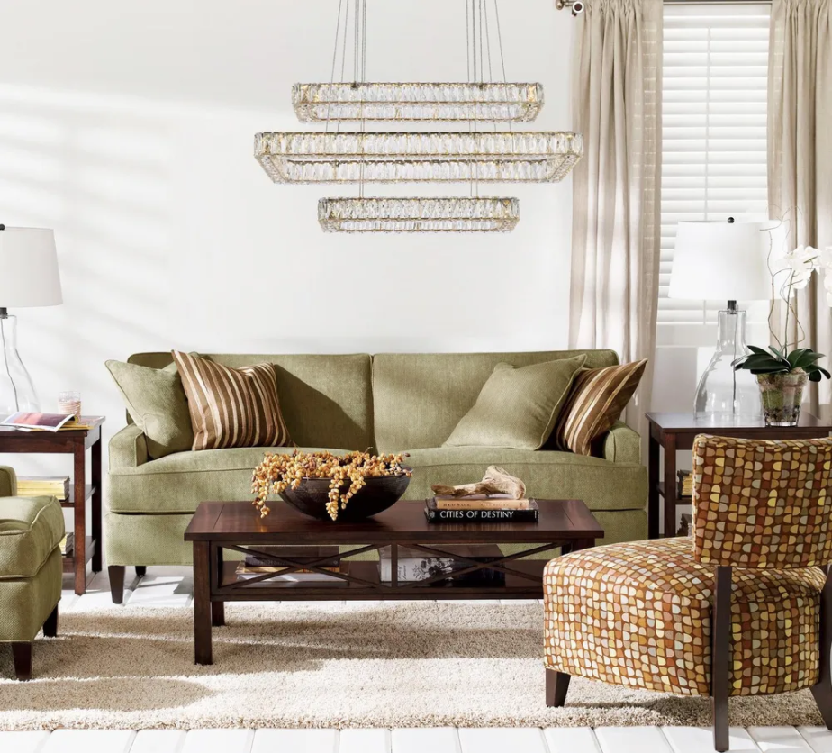Elegant 42-Inch Gold Crystal Chandelier for Living Room Dining Area