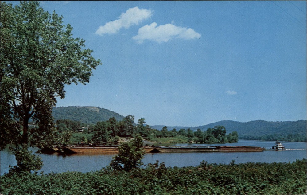Weirton West Virginia Ohio River transport barges unused vintage postcard