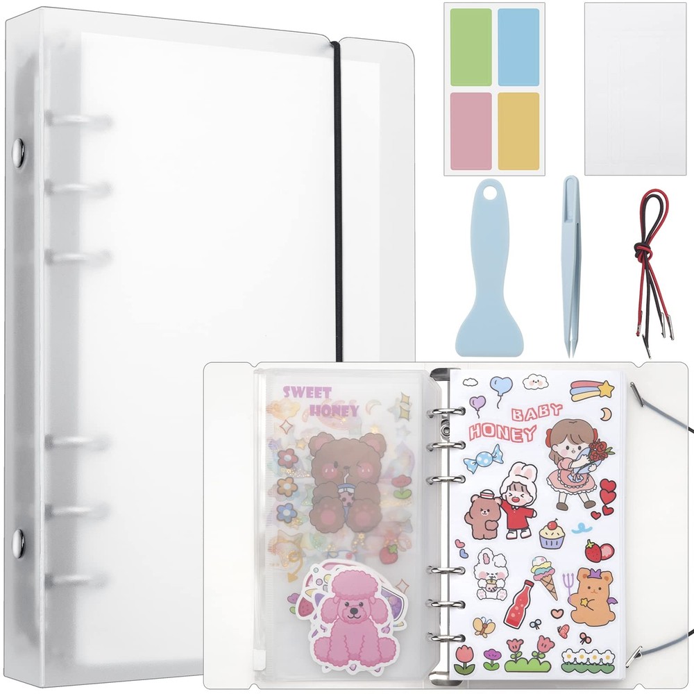 Reusable Sticker Book 100 Sheets Sticker Collecting Book with Pockets Stick