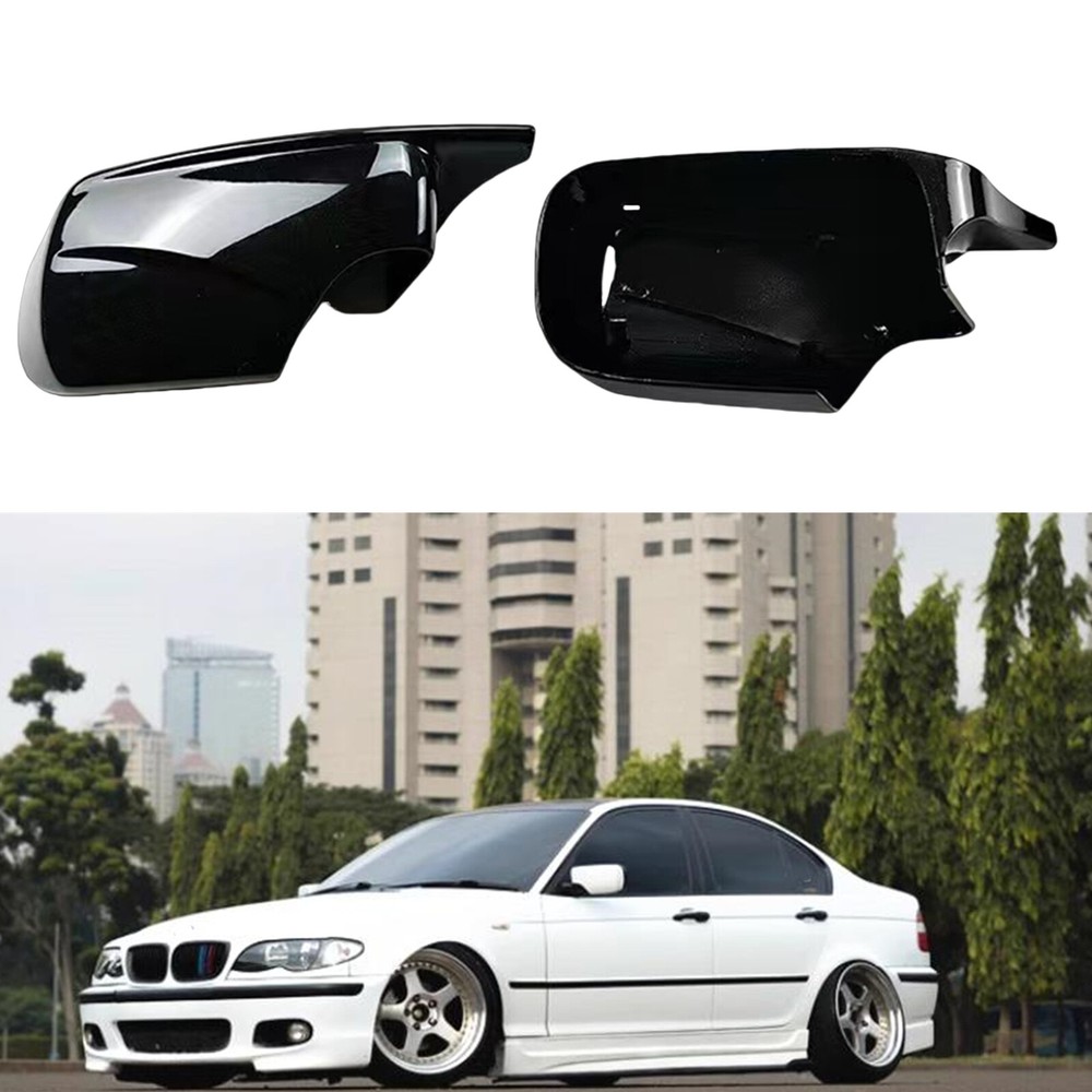 BMW 3 Series E46 1998-2005 Black Side Mirror Cover Caps 2Pcs  