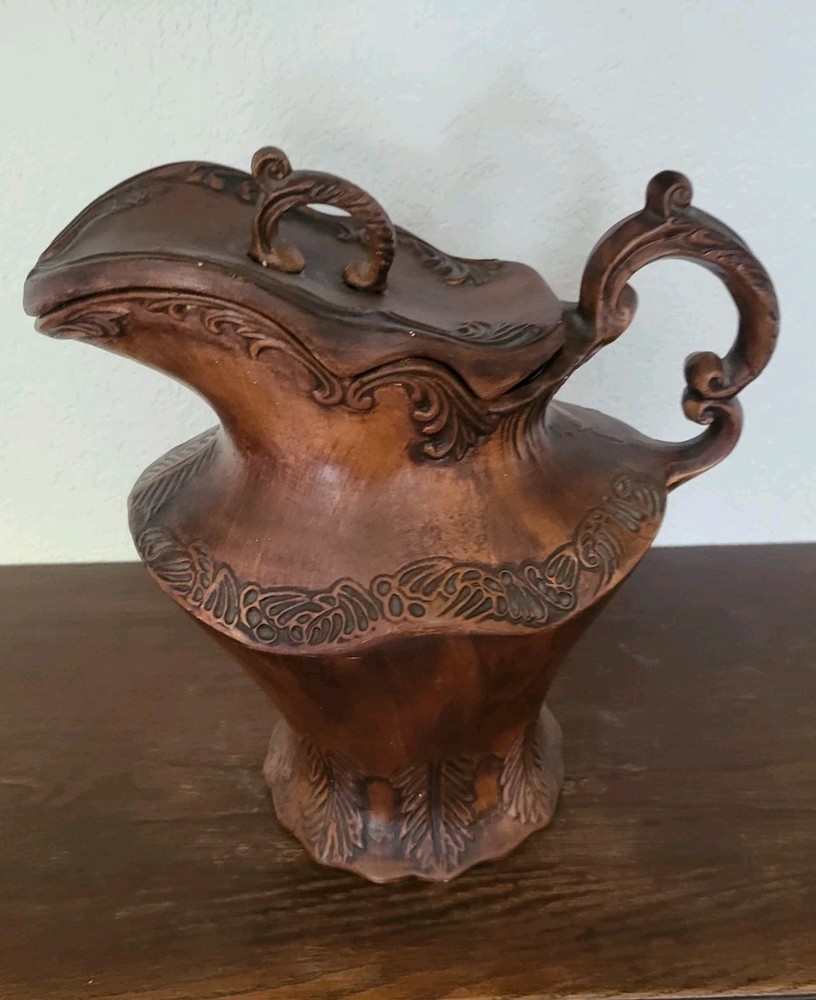 Vintage Treasure Craft Pitcher Jug with Lid Made in the USA Cookie Jar