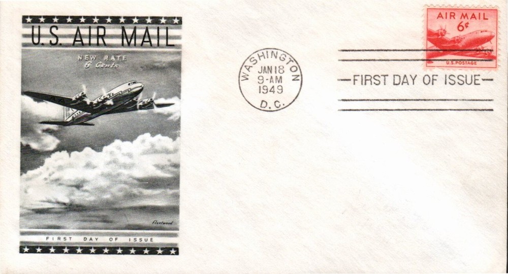 FLEETWOOD - AIR MAIL JAN 18 1949 WASHINGTON DC FIRST DAY COVER (FDC) BX9